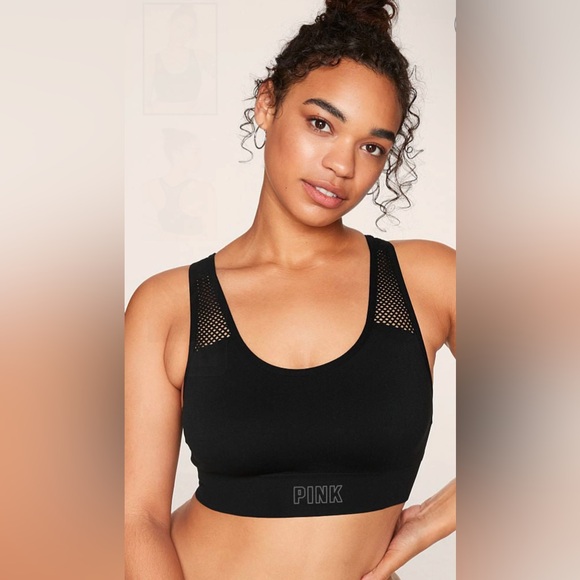 NWT Victoria's Secret PINK Pure Black
Seamless Low Impact Racerback Sports Bra S - Picture 1 of 8